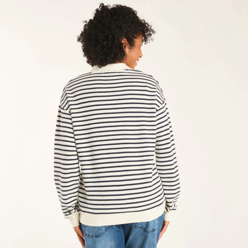 Polo marinière à manches longues pour allaitement pour femme