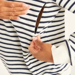 Polo marinière à manches longues pour allaitement pour femme