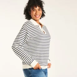 Polo marinière à manches longues pour allaitement pour femme