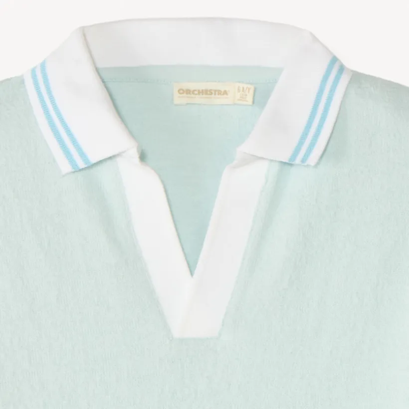 Polo met korte mouwen van effen gemêleerd materiaal jongens