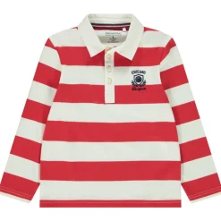 Poloshirt met gestreept patroon en geborduurd basketbal logo jongens