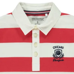 Poloshirt met gestreept patroon en geborduurd basketbal logo jongens