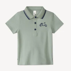 Poloshirt met korte mouwen en scooterborduursel voor babyjongens