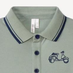 Poloshirt met korte mouwen en scooterborduursel voor babyjongens