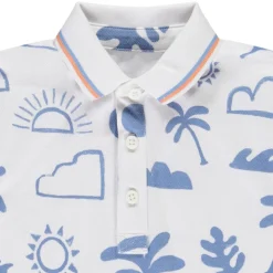 Poloshirt met korte mouwen en eilandprint jongens