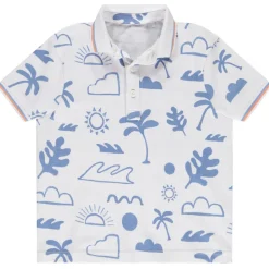 Poloshirt met korte mouwen en eilandprint jongens