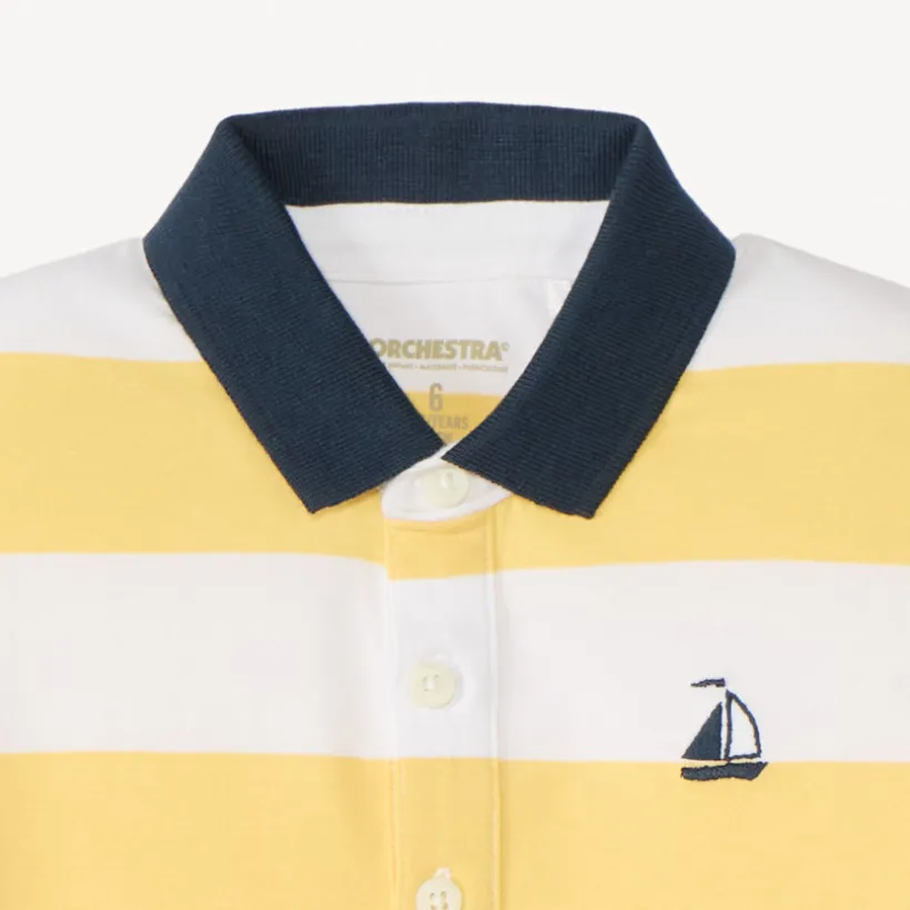 Poloshirt met korte mouwen en gestreept ontwerp met bootbrodering jongens