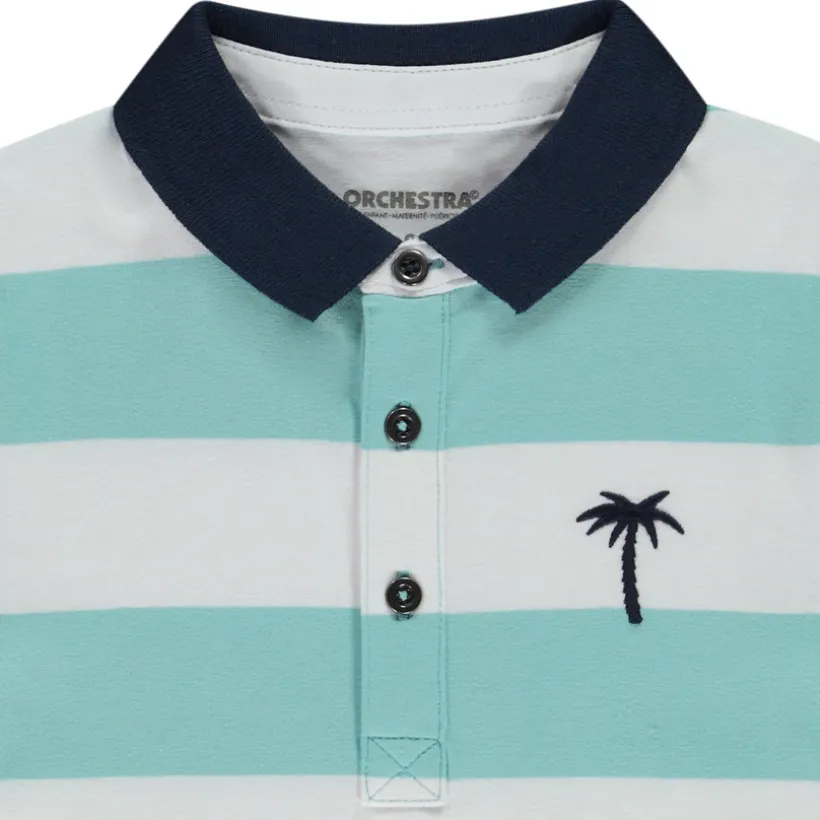 Poloshirt met korte mouwen, gestreept, met palmboom borduursel jongens