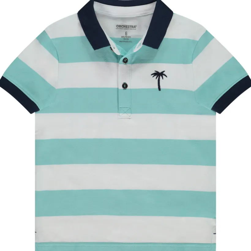 Poloshirt met korte mouwen, gestreept, met palmboom borduursel jongens