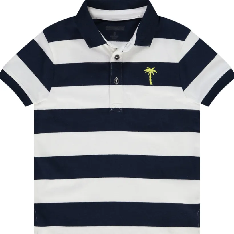 Poloshirt met korte mouwen, gestreept, met palmboom borduursel jongens