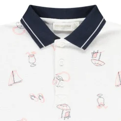 poloshirt met korte mouwen in gaas honingraat met print jongens