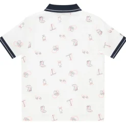 poloshirt met korte mouwen in gaas honingraat met print jongens