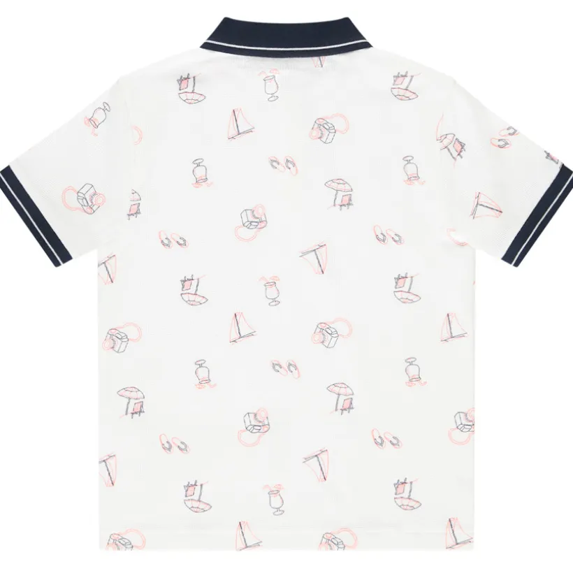 poloshirt met korte mouwen in gaas honingraat met print jongens