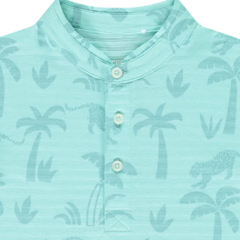Poloshirt met korte mouwen, met palmbomen- en leopardprint, jongens