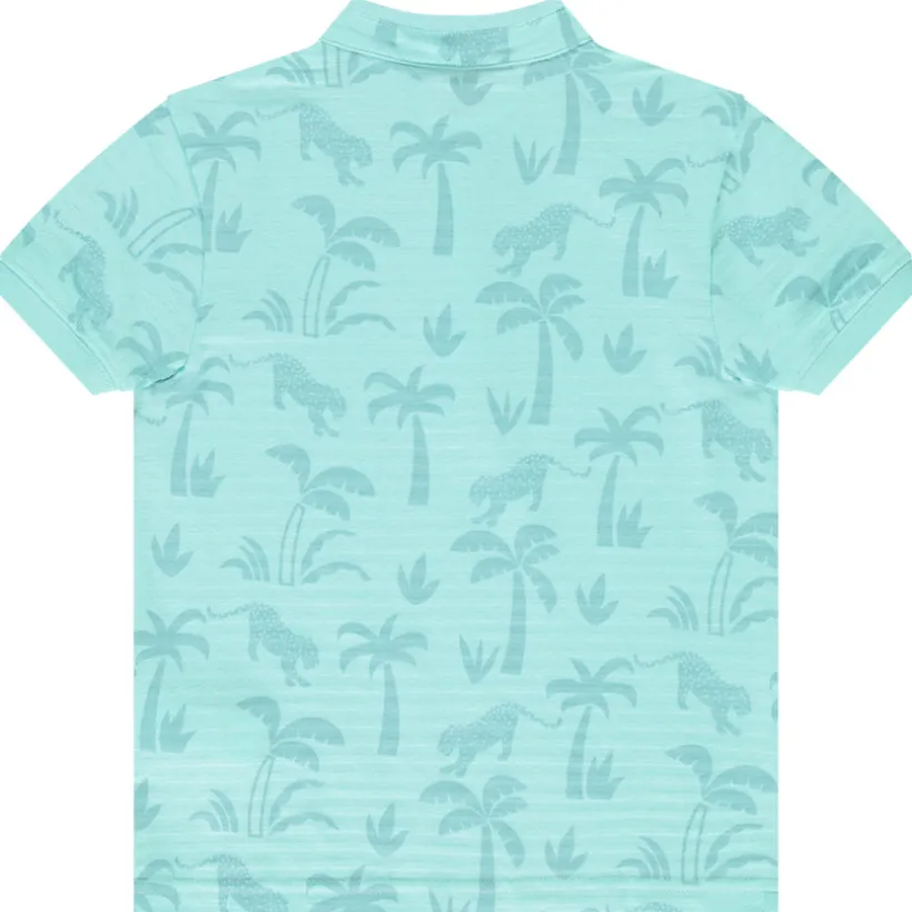 Poloshirt met korte mouwen, met palmbomen- en leopardprint, jongens