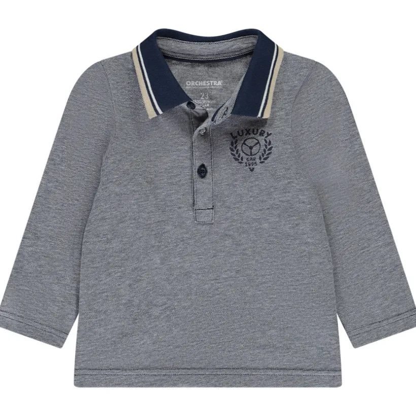 Poloshirt met lange mouwen en print voor baby jongen