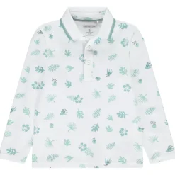 Poloshirt met lange mouwen en fantasiebladmotief voor jongen