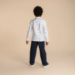 Poloshirt met lange mouwen en fantasiebladmotief voor jongen