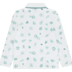 Poloshirt met lange mouwen en fantasiebladmotief voor jongen