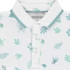 Poloshirt met lange mouwen en fantasiebladmotief voor jongen