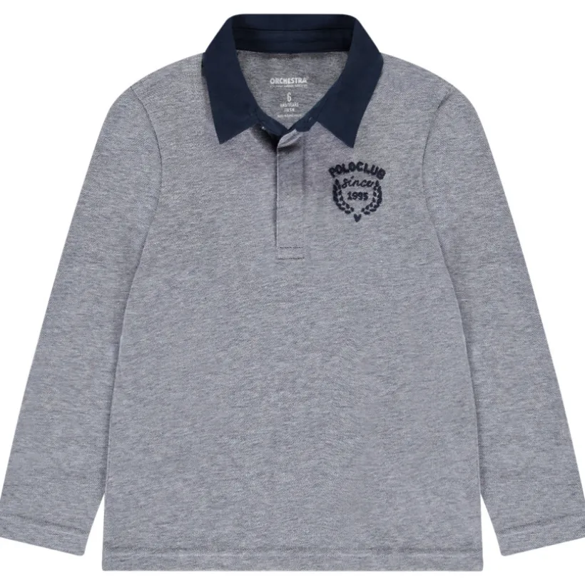 Poloshirt met lange mouwen en fantasie borduursel voor jongen