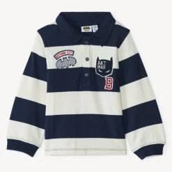 Poloshirt met lange mouwen, gestreept, Batman Warner voor babyjongen