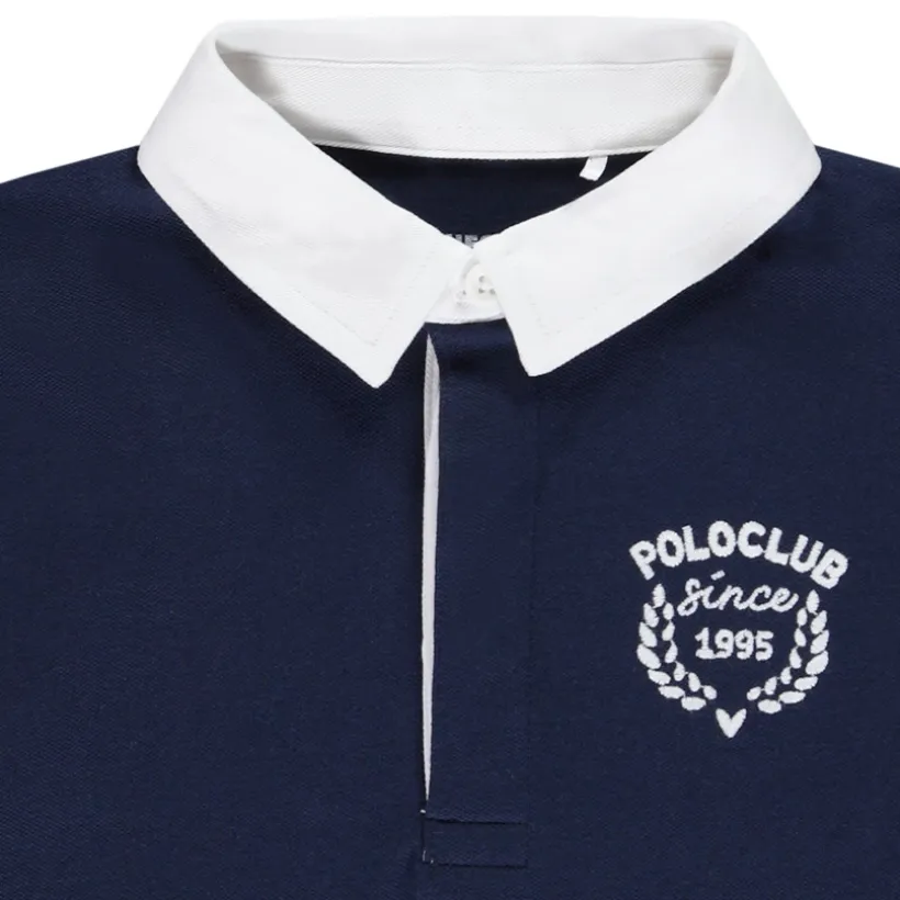 Poloshirt met lange mouwen, geborduurd en tweekleurig voor jongen