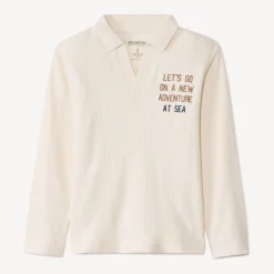 Poloshirt met lange mouwen in ribstructuur jongens