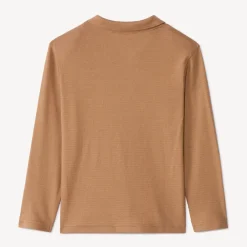 Poloshirt met lange mouwen in fantasiegebreide stof, geborduurd, jongens