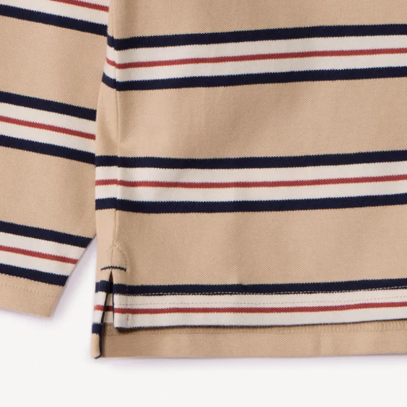 Poloshirt met lange mouwen, strepen en fantasiebadge jongens