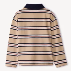 Poloshirt met lange mouwen, strepen en fantasiebadge jongens