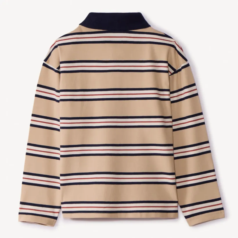 Poloshirt met lange mouwen, strepen en fantasiebadge jongens