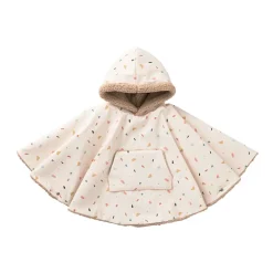 Poncho kapjas met sherpa voering terrazzo beige