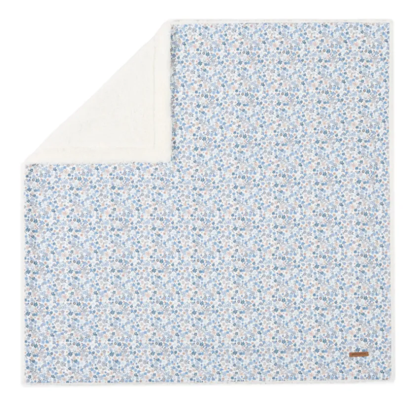 Popeline en sherpa dekens 80 x 80 cm - Tiny Flowers