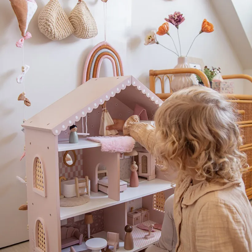 Poppenhuis in hout 60cm 3jaar+ Roze