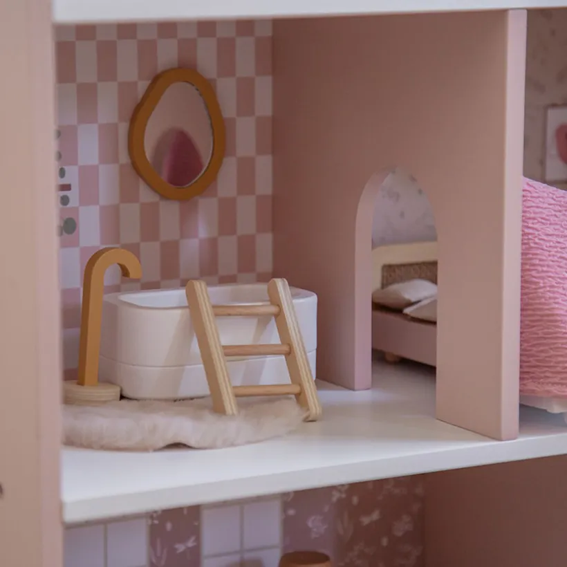 Poppenhuis in hout 60cm 3jaar+ Roze