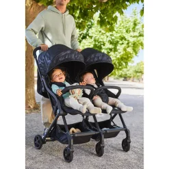 Premium dubbel kinderwagen Aria Twin - Zwart