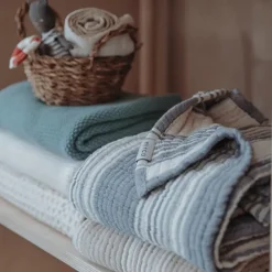 Pre-washed hydrofiel deken jaquard Stripe - Indigo - 100x150 cm
