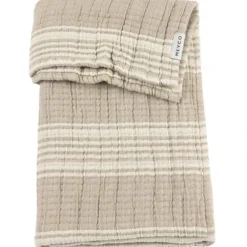 Pre-washed hydrofiel deken jaquard - Stripe Sand- 100x150 cm