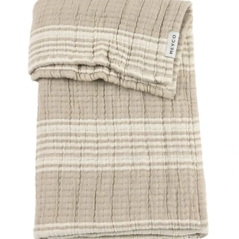Pre-washed hydrofiel deken jaquard - Stripe Sand- 100x150 cm