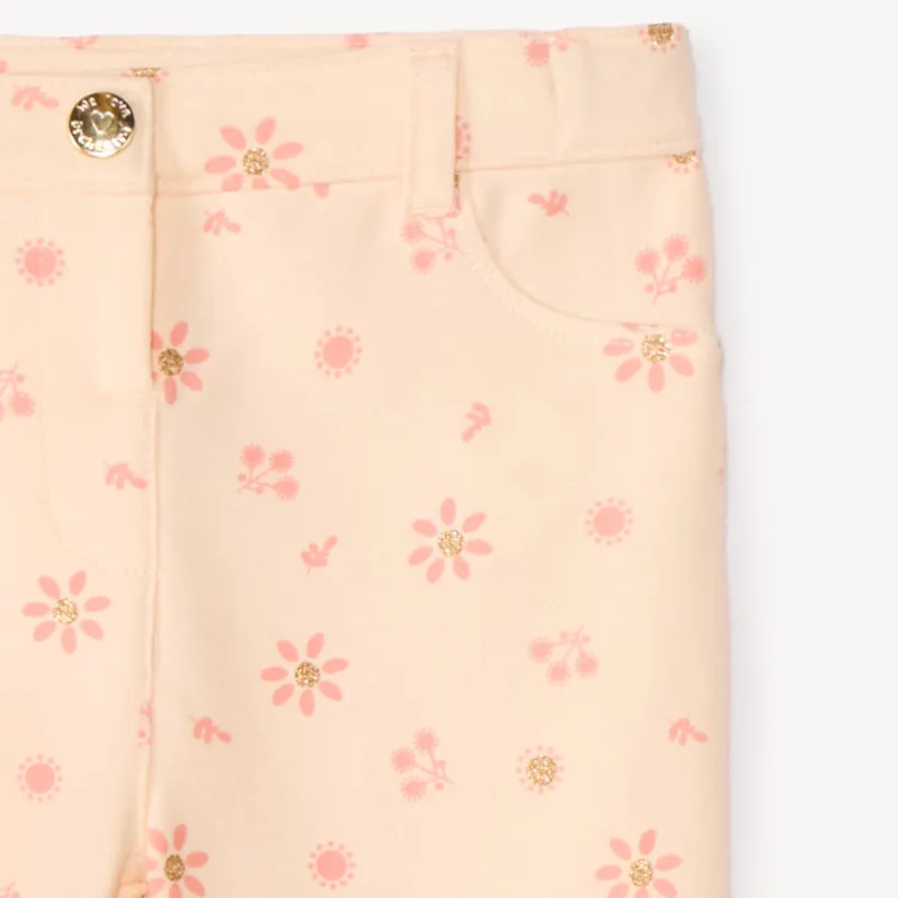 Print broek met glinsterende bloemen voor meisjesbaby