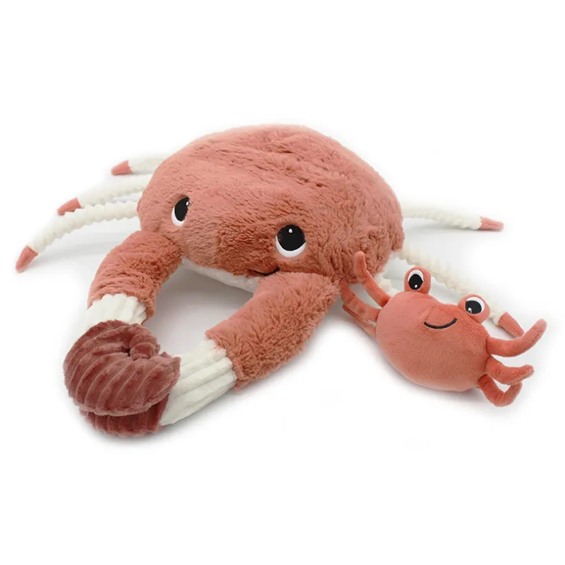 Ptipotos mama-krab Cassecou pluche met baby terracotta