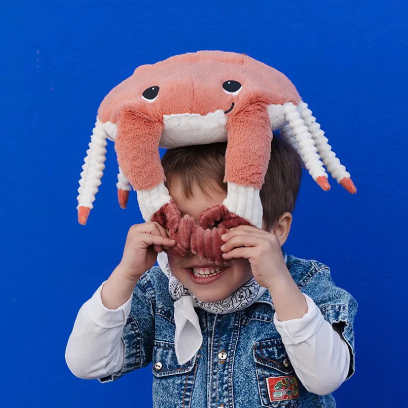 Ptipotos mama-krab Cassecou pluche met baby terracotta