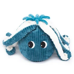 Ptipotos pluche mama octopus met haar blauwe baby in geribd fluweel