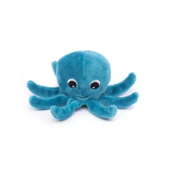 Ptipotos pluche mama octopus met haar blauwe baby in geribd fluweel