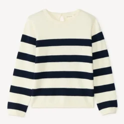 Pull marinière en tricot avec cœurs ajourés fille