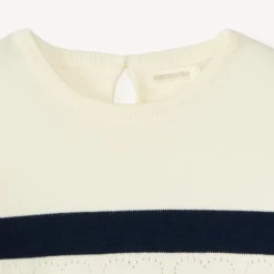 Pull marinière en tricot avec cœurs ajourés fille