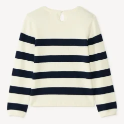 Pull marinière en tricot avec cœurs ajourés fille