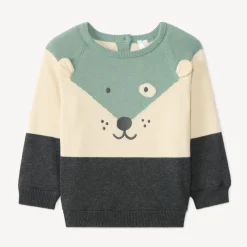 Pull met lange mouwen, speels gebreid en gevoerd met fluweel voor babyjongens
