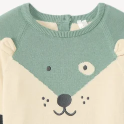Pull met lange mouwen, speels gebreid en gevoerd met fluweel voor babyjongens